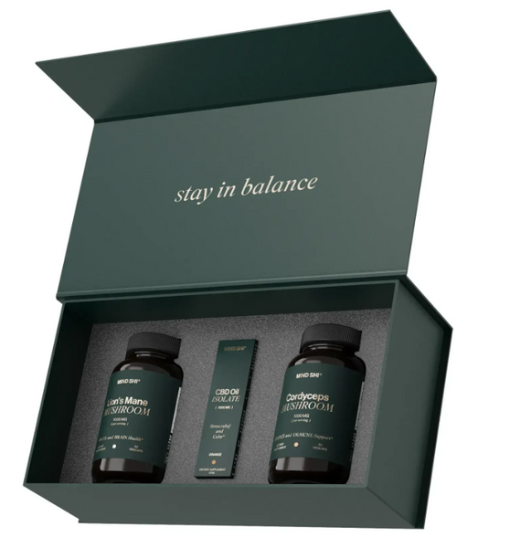 Премиальный набор грибных добавок с маслом CBD Mind Shi | MIND SHI Mushroom+CBD Oil Premium Box, 1 шт