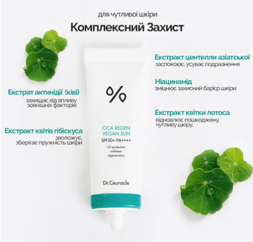 Набор солнцезащитных веганских кремов с центеллой азиатской SPF50+ PA++++ Dr.Ceuracle 2 в 1 Н35 фото