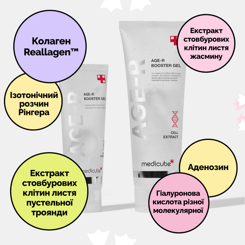 Увлажняющий гель-бустер с растительными стволовыми клетками Medicube AGE-R Booster Gel, 100 ml 1206 фото