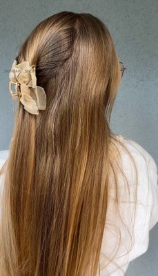 Заколка-краб золотий бант з півіскою для волосся ЗВ120 фото