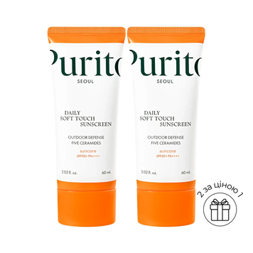 Набор солнцезащитных кремов с керамидами PURITO Daily Soft Touch Sunscreen SPF 50+ PA++++ 60 мл 2 шт Ф110 фото