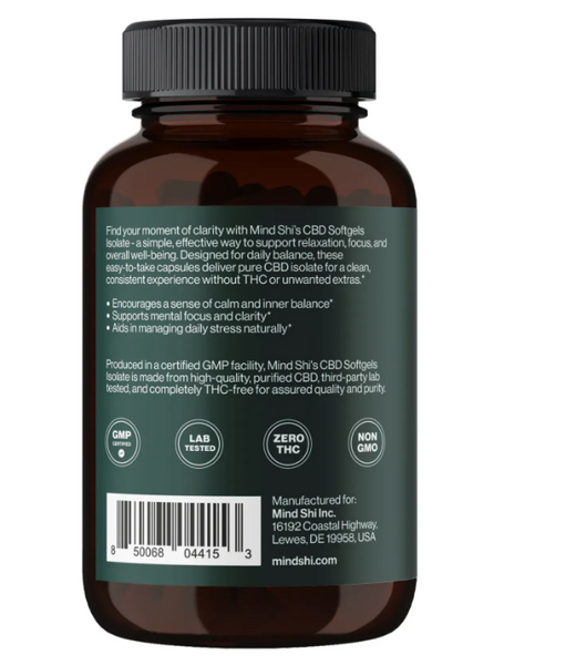 Изолят CBD 1500 мг &mdash; 60 мягких капсул Mind Shi CBD Isolate 1500 mg &ndash; 60 softgels Mind Shi, 60 vegcaps