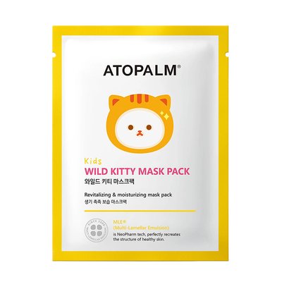 Маска тканинна розгладжуюча для дітей Atopalm Wild Kitty Mask Pack Kids, 15g*1ea(BOX) ДИ17 фото