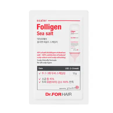 Пілінг для шкіри голови з частинками солі з мертвого моря Dr.FORHAIR Sea Salt Scaler, 12 ml 233 фото