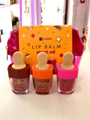 Набір подарунковий бальзами для губ в косметичці Hiskin Lip Balm Sweet Set, 3 продукта Г23 фото